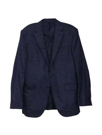 Pre-owned Ermenegildo Zegna Vintage Plaid Single-breasted Blazer In Blue