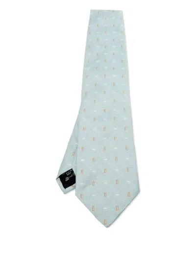 Pre-owned Ermenegildo Zegna Vintage Rectangle-pattern Silk Tie In Blue