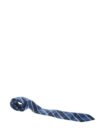 Pre-owned Ermenegildo Zegna Vintage Silk Striped Tie In Blue