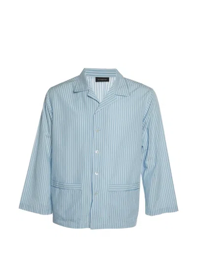 Pre-owned Ermenegildo Zegna Vintage Striped Cotton Pajama Top In Blue