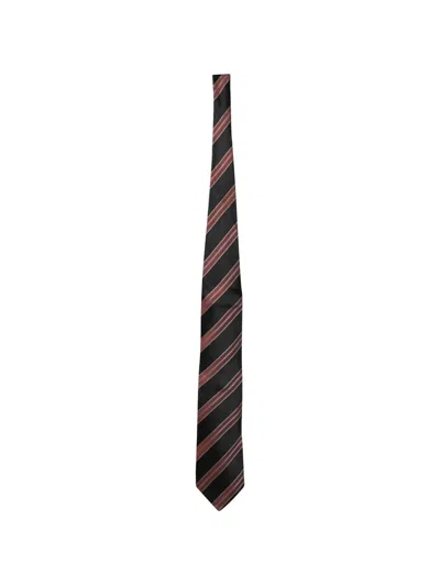 Pre-owned Ermenegildo Zegna Vintage Striped Silk Tie In Black