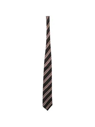 Pre-owned Ermenegildo Zegna Vintage Striped Silk Tie In Black