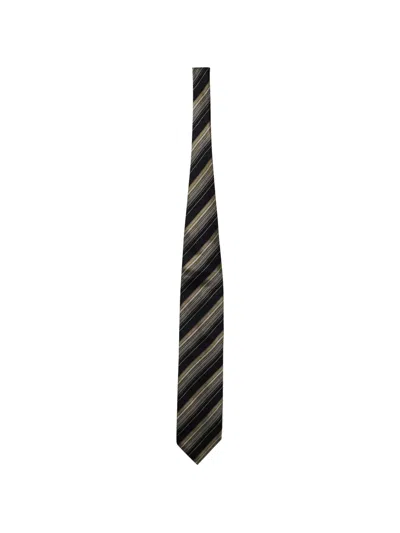 Pre-owned Ermenegildo Zegna Vintage Striped Silk Tie In Black