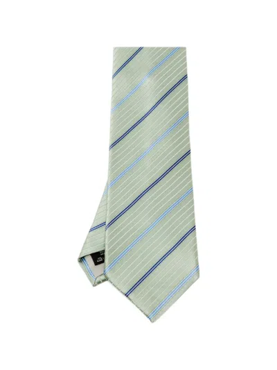 Pre-owned Ermenegildo Zegna Vintage Striped Silk Tie In Green