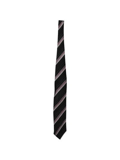 Pre-owned Ermenegildo Zegna Vintage Stripes Silk Tie In Black