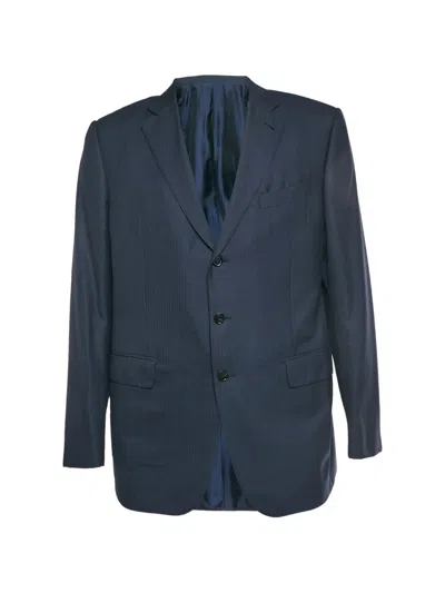 Pre-owned Ermenegildo Zegna Vintage Trofeo 600 Pin-striped Single-breasted Wool Blazer In Blue