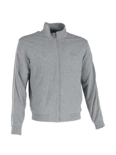 Pre-owned Ermenegildo Zegna Vintage Zipped Embroidered-logo Sweatshirt In Gray