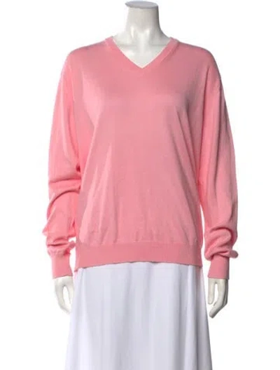 Pre-owned Ermenegildo Zegna V-neck Sweater In Pink