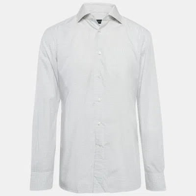 Pre-owned Ermenegildo Zegna White Checked Cotton Shirt L