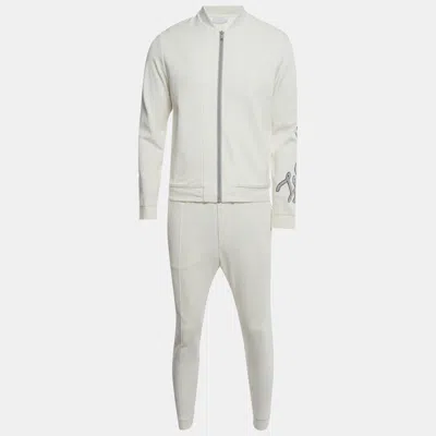 Pre-owned Ermenegildo Zegna White Jersey Bomber Jacket And Pants Tracksuit S