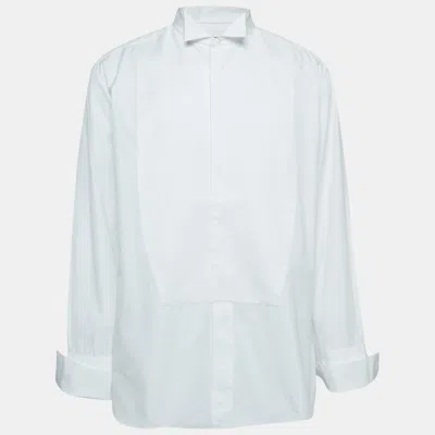 Pre-owned Ermenegildo Zegna White Pique Bib Cotton Tuxedo Shirt 4xl