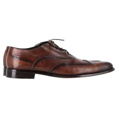 Ermenegildo Zegna Wingtip Oxford Shoes In Brown Leather