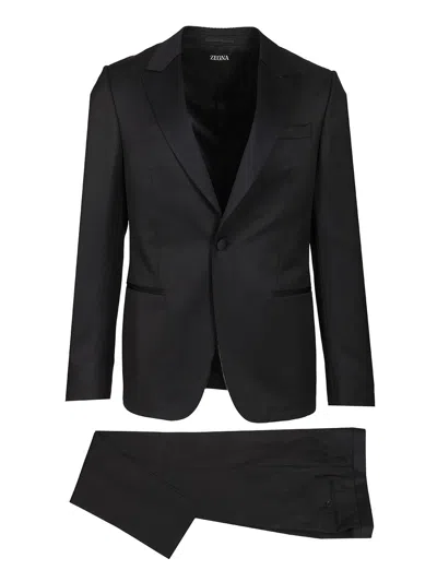 Ermenegildo Zegna Wool And Mohair Tuxedo Dresses Black