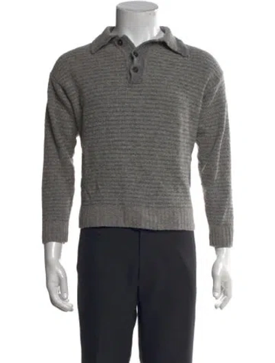 Pre-owned Ermenegildo Zegna Wool Collar Polo Sweater In Gray