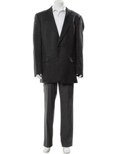 Pre-owned Ermenegildo Zegna Wool Houndstooth Print Blazer In Gray