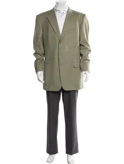 Pre-owned Ermenegildo Zegna Wool Houndstooth Print Blazer In Neutral