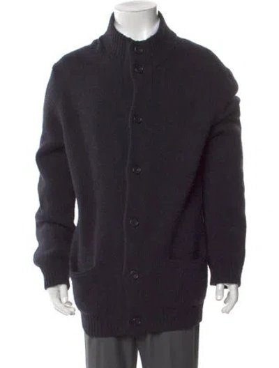 Pre-owned Ermenegildo Zegna Wool Mock Neck Cardigan In Gray