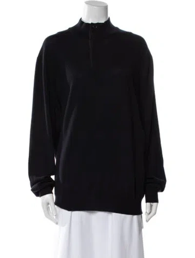 Pre-owned Ermenegildo Zegna Wool Mock Neck Sweater In Black