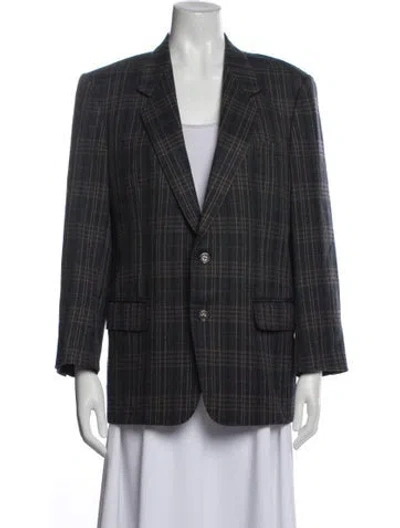 Pre-owned Ermenegildo Zegna Wool Plaid Print Blazer In Blue