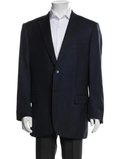 Pre-owned Ermenegildo Zegna Wool Plaid Print Blazer In Blue
