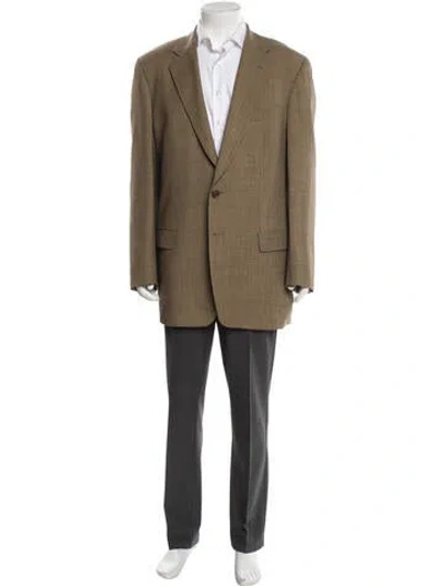 Pre-owned Ermenegildo Zegna Wool Plaid Print Blazer In Brown