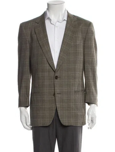 Pre-owned Ermenegildo Zegna Wool Plaid Print Blazer In Green