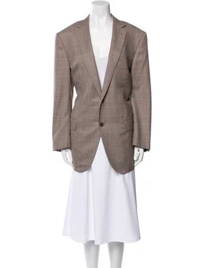 Pre-owned Ermenegildo Zegna Wool Plaid Print Coat In Brown