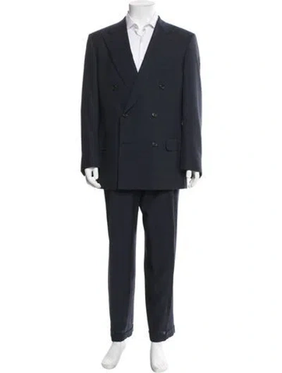 Pre-owned Ermenegildo Zegna Wool Plaid Print Two-piece Suit In Blue