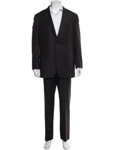 Pre-owned Ermenegildo Zegna Wool Striped Two-piece Suit In Black