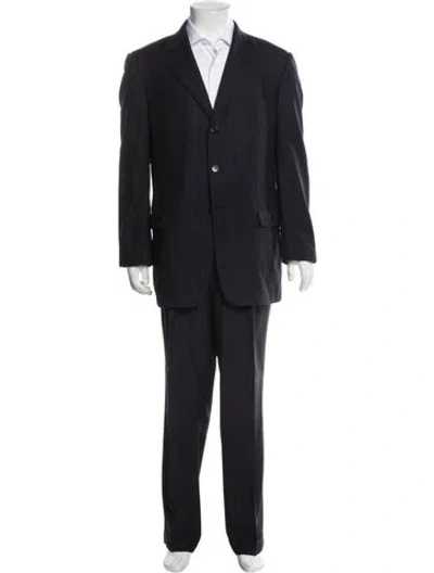 Pre-owned Ermenegildo Zegna Wool Striped Two-piece Suit In Black