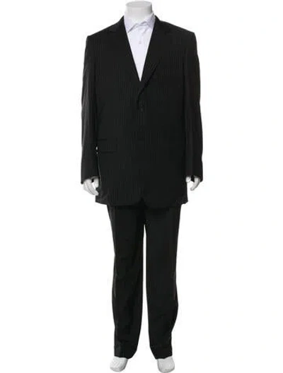 Pre-owned Ermenegildo Zegna Wool Striped Two-piece Suit In Black