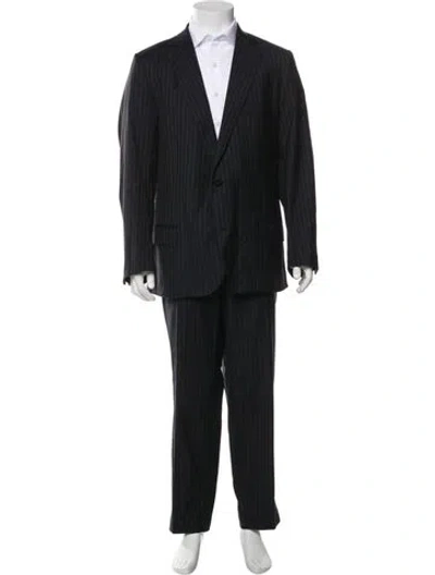 Pre-owned Ermenegildo Zegna Wool Striped Two-piece Suit In Black