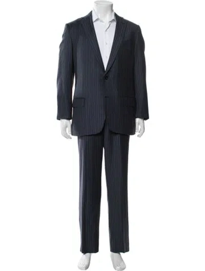 Pre-owned Ermenegildo Zegna Wool Striped Two-piece Suit In Blue