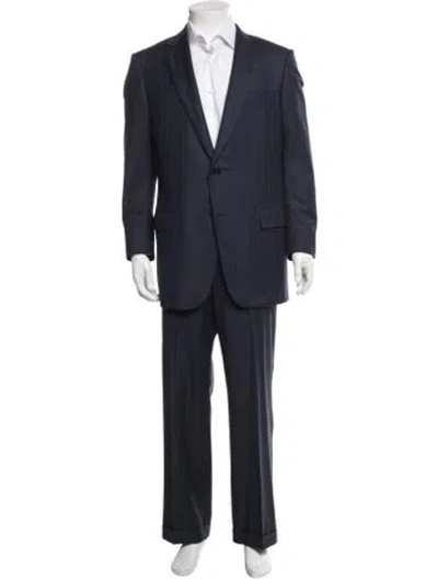 Pre-owned Ermenegildo Zegna Wool Striped Two-piece Suit In Blue