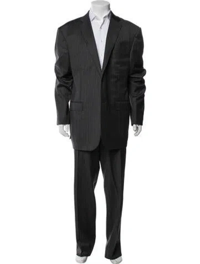 Pre-owned Ermenegildo Zegna Wool Striped Two-piece Suit In Grey