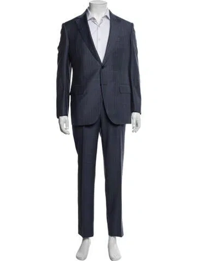 Pre-owned Ermenegildo Zegna Wool Striped Two-piece Suit In Purple