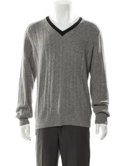 Pre-owned Ermenegildo Zegna Wool V-neck Cardigan In Gray