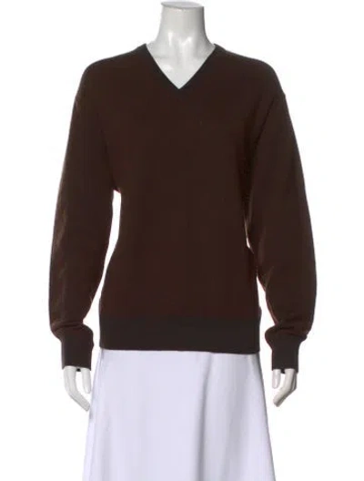 Pre-owned Ermenegildo Zegna Wool V-neck Sweater In Brown