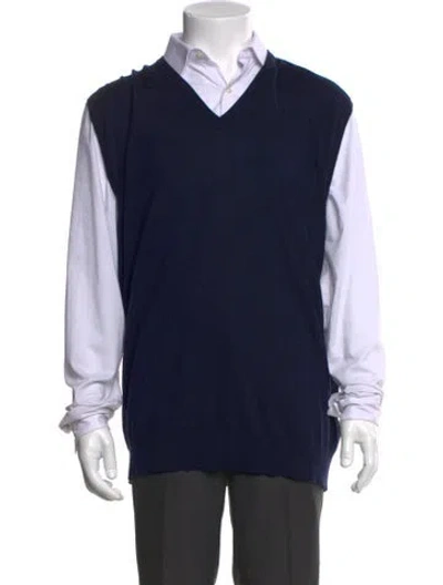 Pre-owned Ermenegildo Zegna Wool V-neck Sweater Vest In Blue