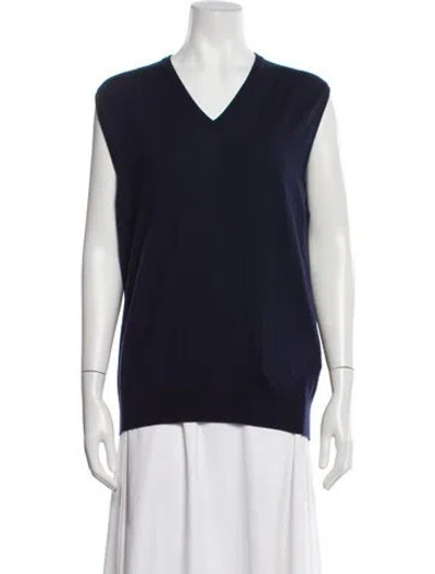 Pre-owned Ermenegildo Zegna Wool V-neck Sweater W/ Tags In Blue