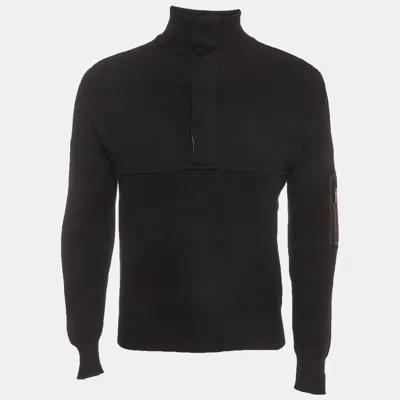 Pre-owned Ermenegildo Zegna X Maserati Black Rib Knit Quarter-zip Sweater S