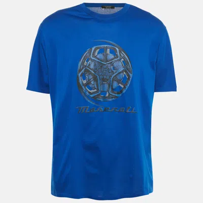 Pre-owned Ermenegildo Zegna X Maserati Blue Printed Cotton Crewneck T-shirt Xxl