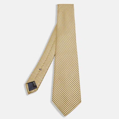Pre-owned Ermenegildo Zegna Yellow Diagonal Striped Silk Tie