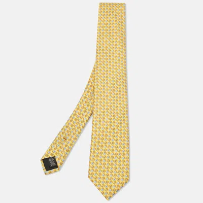 Pre-owned Ermenegildo Zegna Yellow Patterned Silk Tie