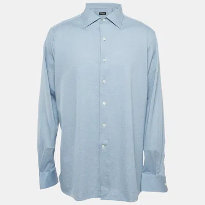Pre-owned Ermenegildo Zegna Zegna Blue Oxford Cotton Regular Fit Shirt Xxl