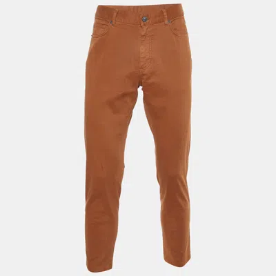 Pre-owned Ermenegildo Zegna Zegna Brown Cotton Regular Fit City Trousers M/waist 34.5"