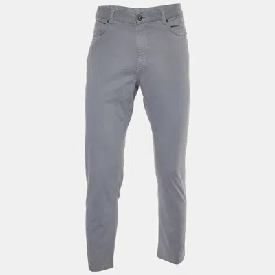 Pre-owned Ermenegildo Zegna Zegna Grey Cotton Regular Fit City Trousers M/waist 34"