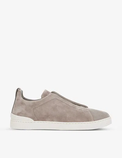 Ermenegildo Zegna Mens Zegna Triple Stitch Contrast-sole Suede Low-top Trainers In Grey/light