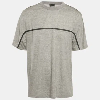 Pre-owned Ermenegildo Zegna Zegna Techmerino Grey Wool & Lyocell Jersey Crew Neck T-shirt Xxl In Gray