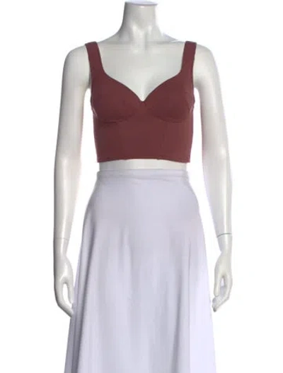 Pre-owned Ernest Leoty V-neck Sleeveless Crop Top In Neutral